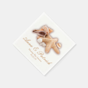 Serviette Jetable Seashells Beach Destination Mariage Personnalisé