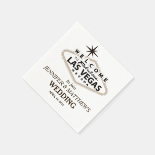 Serviette Jetable Sepia Las Vegas Affiche de bienvenue Mariage perso