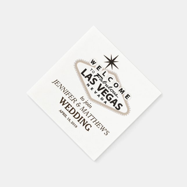 Serviette Jetable Sepia Las Vegas Affiche de bienvenue Mariage perso (Coin)
