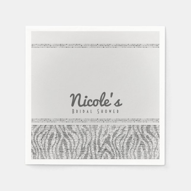 Serviette Jetable Séquins Zebra Blanc Glam Party (Devant)