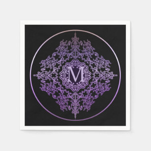 Serviette Jetable Serviettes à motif filigrané violet monogramme