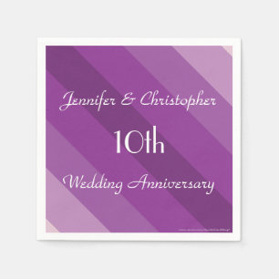 Serviette Jetable Serviettes à rayures violettes, 10e anniversaire d