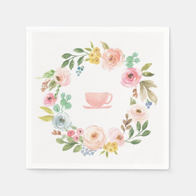 Serviette Jetable Serviettes à thé à Fête des mariées florale (Devant)