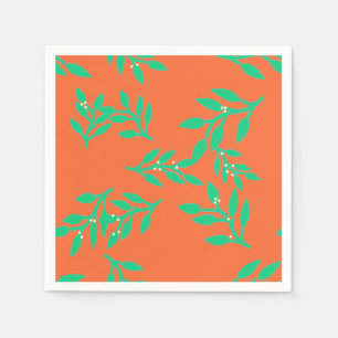 Serviette Jetable Serviettes avec baies et Feuilles sur orange