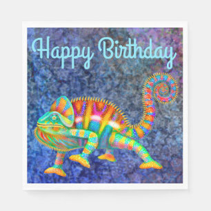 Serviette Jetable Serviettes colorées de caméléon de joyeux
