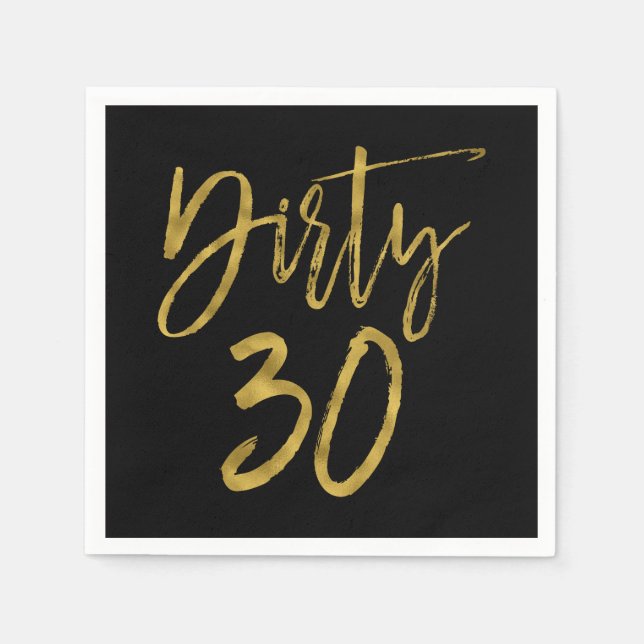 Serviette Jetable Serviettes d'anniversaire de 30 d'huile d'or (Devant)