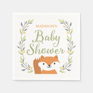 Serviette Jetable Serviettes de baby shower de Fox de région boisé