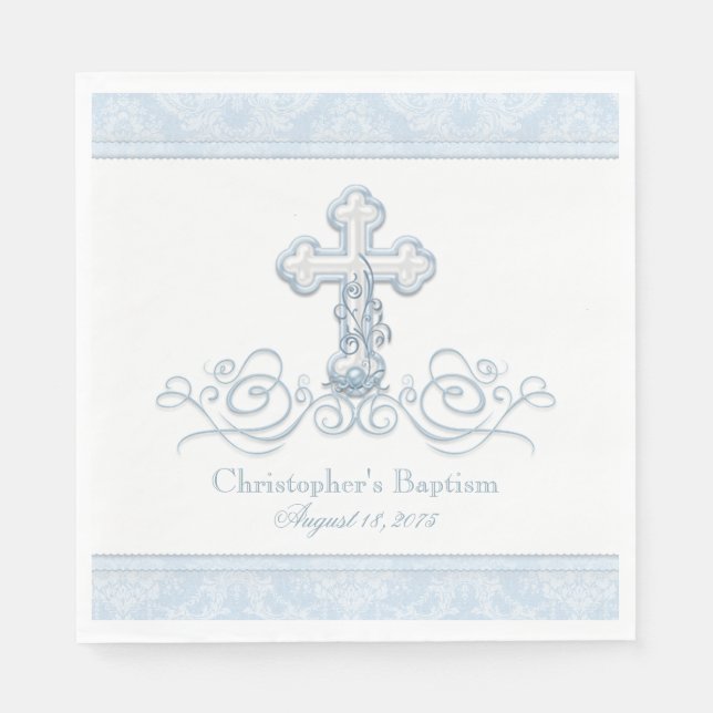Serviette Jetable Serviettes de baptême et de communion à croix en d (Devant)