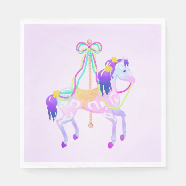 Serviette Jetable Serviettes de fête du Carousel Horse (Devant)