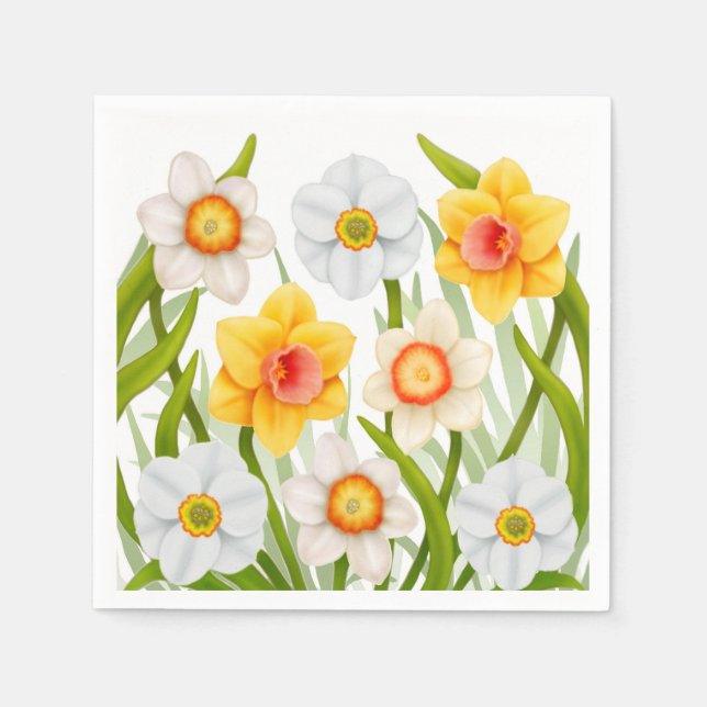 Serviette Jetable Serviettes de fleurs de jonquilles de printemps (Devant)
