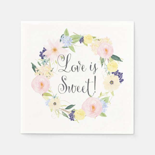 Serviette Jetable Serviettes de la suite Mariage de couronnes floral (Devant)