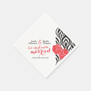 Serviette Jetable Serviettes de mariage carnation rouge luxe moderne