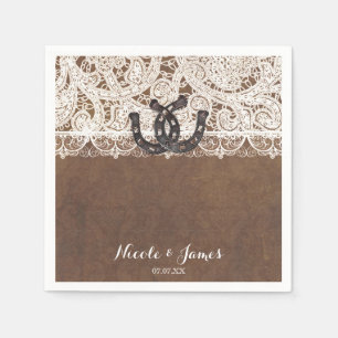 Serviette Jetable Serviettes de mariage champêtre avec fer à cheval