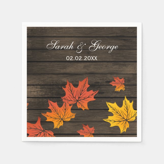 Serviette Jetable serviettes de Mariage de automne rustique Barnwood (Devant)