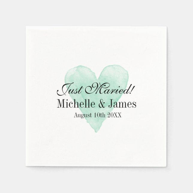 Serviette Jetable Serviettes de mariage de coeur chic et turquoise p (Devant)