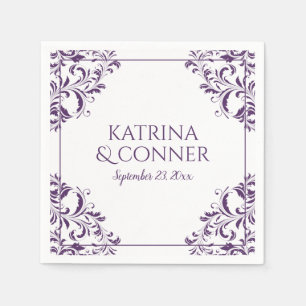 Serviette Jetable Serviettes de mariage élégantes   Nadine (prune/po