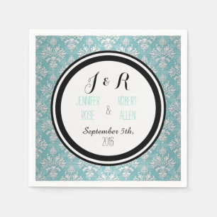 Serviette Jetable Serviettes de mariage en damassé floral vert menth