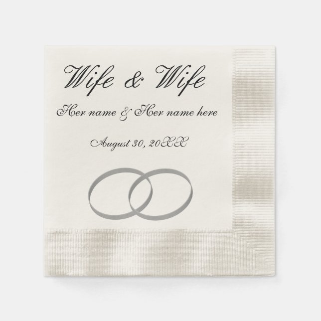 Serviette Jetable Serviettes de mariage lesbienne femme et femme (Devant)