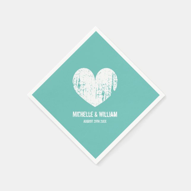 Serviette Jetable Serviettes de mariage sur la plage | rustique turq (Coin)