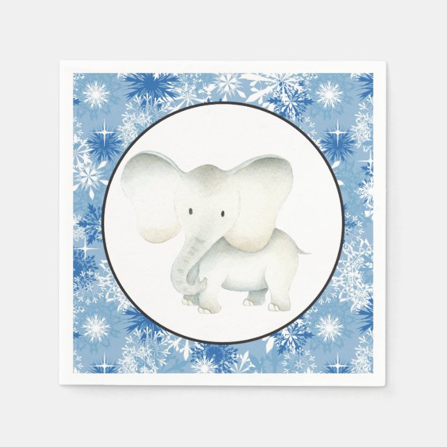 Serviette Jetable Serviettes de Noël à l'éléphant blanc (Devant)