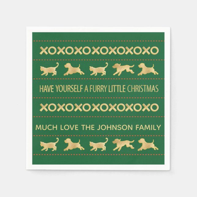 Serviette Jetable Serviettes de Noël personnalisées "Fer Noël" (Devant)