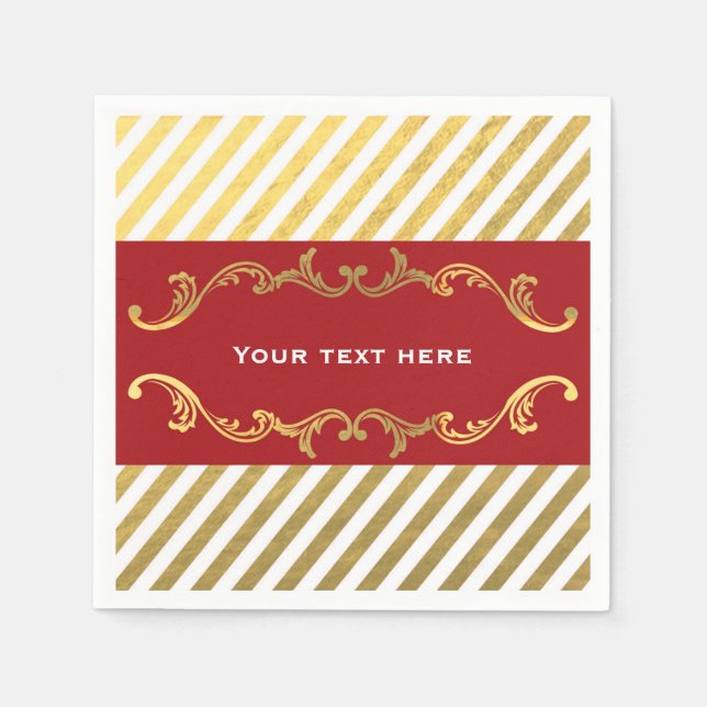 Serviette Jetable Serviettes de Noël Rouge & Or Gratuit (Devant)