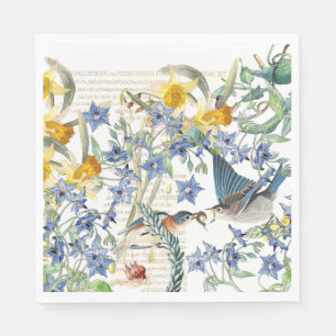Serviette Jetable Serviettes de papier de fleurs d'oiseaux d'oiseau