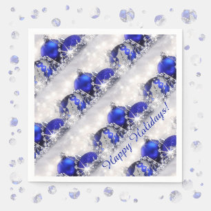 Serviette Jetable Serviettes de papier de Noël argenté et bleu