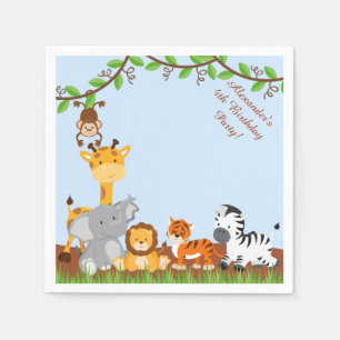 Serviette Jetable Serviettes de papier de safari d'anniversaire
