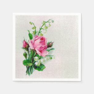 Serviette Jetable Serviettes de papier du muguet rose de cru