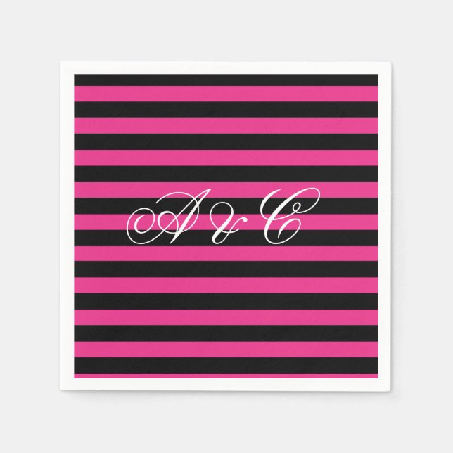 Serviette Jetable Serviettes de partie rose et noir chaud (Devant)