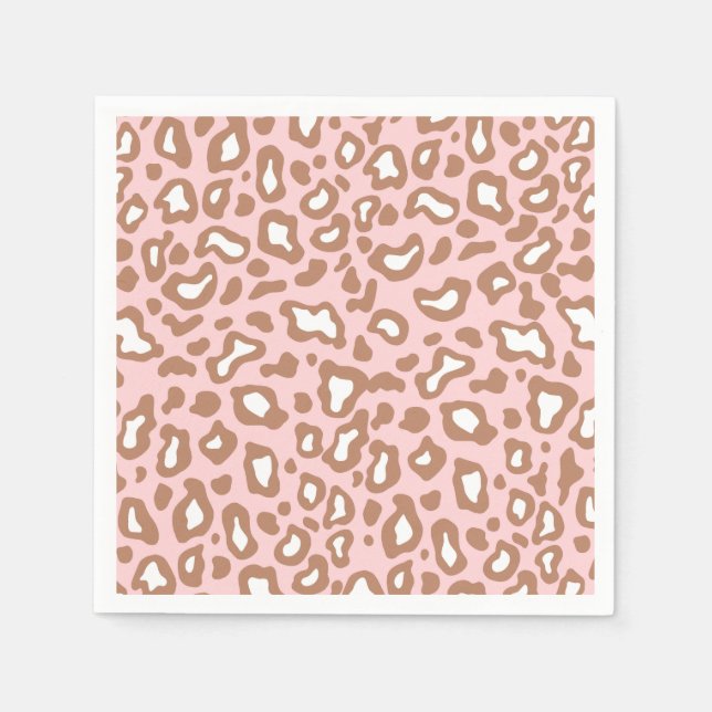 Serviette Jetable Serviettes de Poster de animal Retro Pink Leopard (Devant)