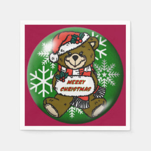Serviette Jetable Serviettes de vacances de Noël d'ours de nounours
