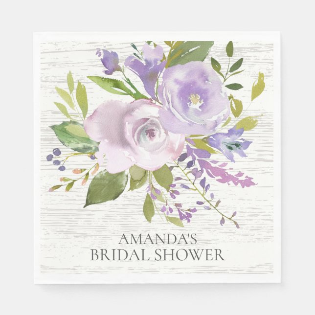 Serviette Jetable Serviettes en bois rustique Lavande Florale Douche (Devant)