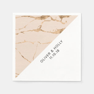 Serviette Jetable Serviettes en marbre rose et or