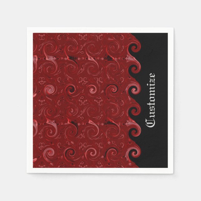 Serviette Jetable Serviettes en satin rouge et noir (Devant)