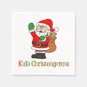 Serviette Jetable Serviettes grecques de Père Noël de Noël de Kal