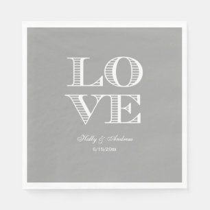 Serviette Jetable Serviettes LOVE Gris foncé, Blanc