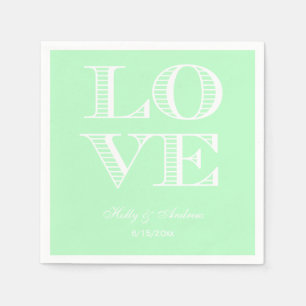 Serviette Jetable Serviettes LOVE Menthe Blanche