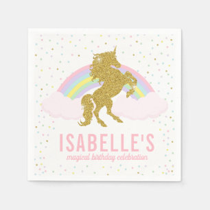 Serviette Jetable Serviettes magiques d'arc-en-ciel et de licorne