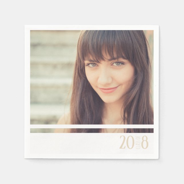 Serviette Jetable Serviettes modernes Sandy & White Graduate Custom  (Devant)