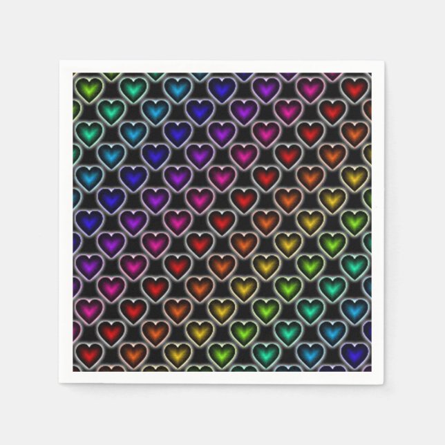 Serviette Jetable Serviettes Motif Rainbow Hearts (Devant)