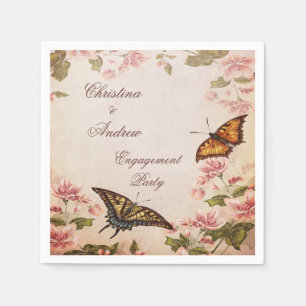 Serviette Jetable Serviettes Papillons & Fleur de Cerisier Vintage