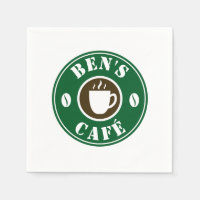 Serviettes personnalisées avec tasse de café et lo