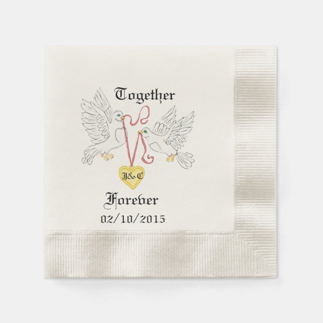 Serviette Jetable Serviettes personnalisées Doves d'amour (Devant)
