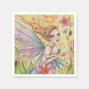 Serviette Jetable Serviettes pour Baby Shower Fille Fées Mère Bébé