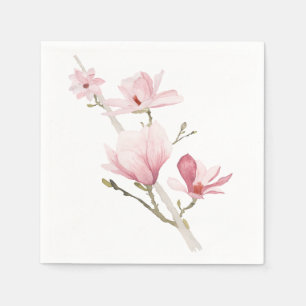 Serviette Jetable Serviettes roses romantiques de verdure de