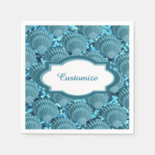 Serviette Jetable Serviettes turquoises de coquillages