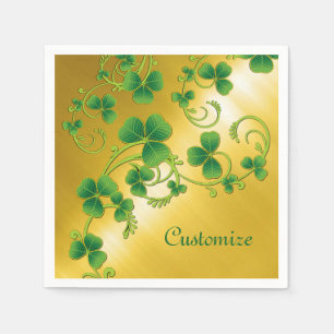 Serviette Jetable Serviettes Vert et Or de Shamrock Vines