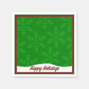 Serviette Jetable Serviettes vertes de Noël de flocons de neige de